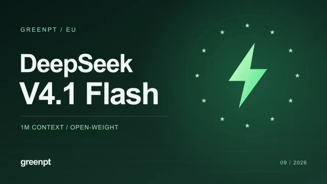 DeepSeek V4.1 Flash launch artwork with a green lightning symbol surrounded by twelve stars.